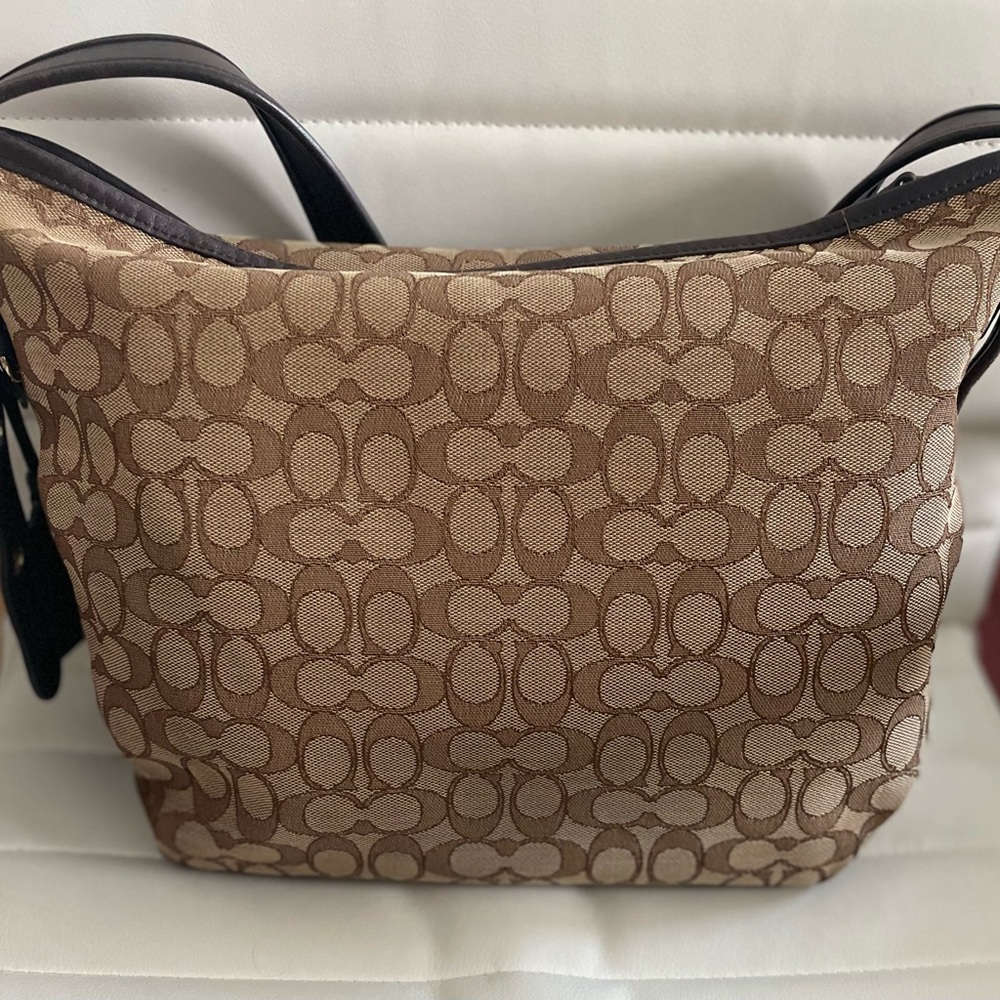 Coach Tan and Brown Signature Shoulder Bag 36314 - Picture 4 of 13
